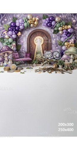 Tło fotograficzne „Magiczne drzwi i kot z Cheshire – bajkowa kraina czarów” | UB_791